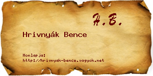 Hrivnyák Bence névjegykártya